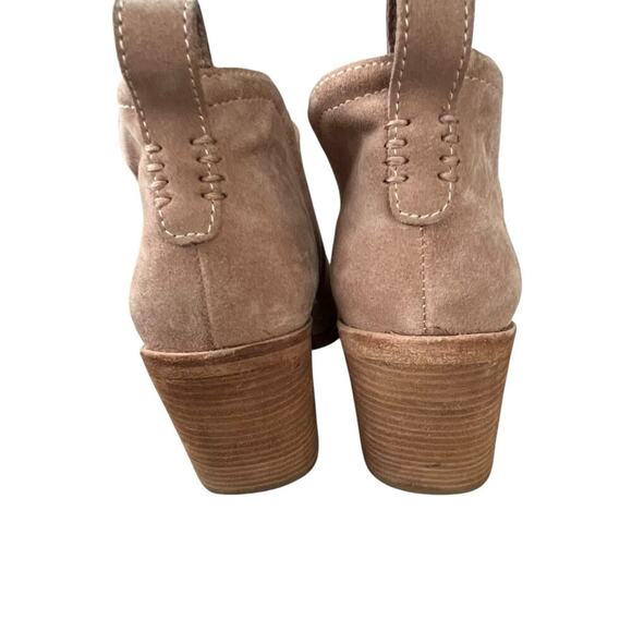 Jeffrey Campbell Rosalee Ankle Boots Women's 9 Suede Pull On Chunky Heel Beige - Picture 6 of 12